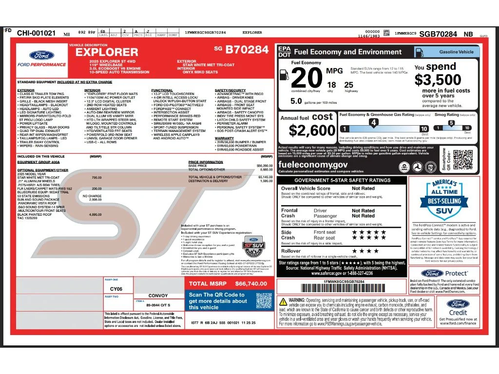 Used 2025 Star White Ford ST image 2
