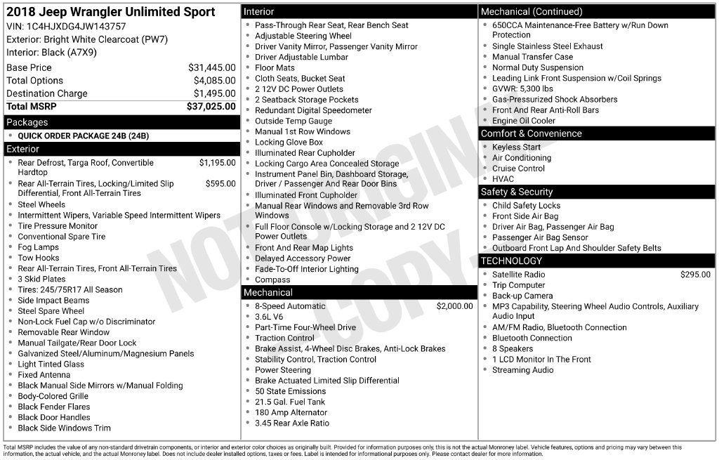 Used 2018 White Jeep Unlimited Sport image 26