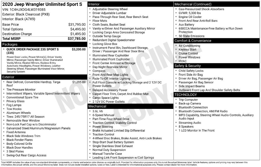 Used 2020 Black Jeep Unlimited Sport S image 23