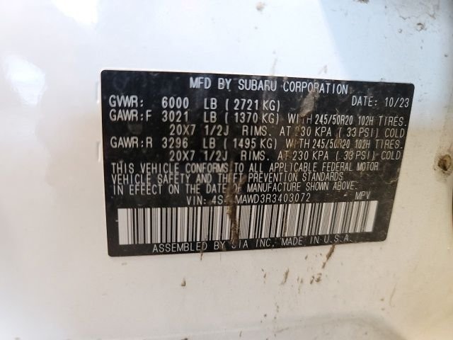 Used 2024 Crystal White Pearl Subaru Touring image 19