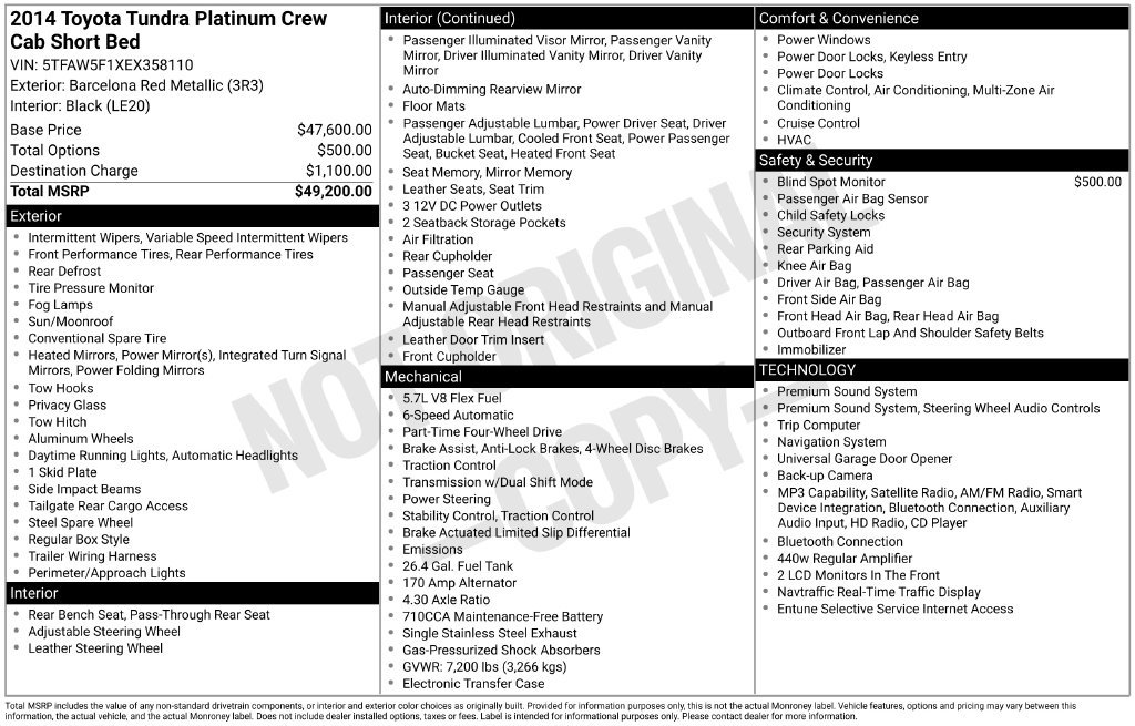 Used 2014 Red Toyota Platinum image 9