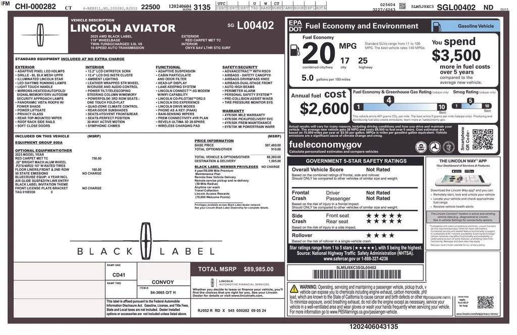 Used 2025 Red Carpet Metallic Tinted Clearcoat Lincoln Black Label image 32