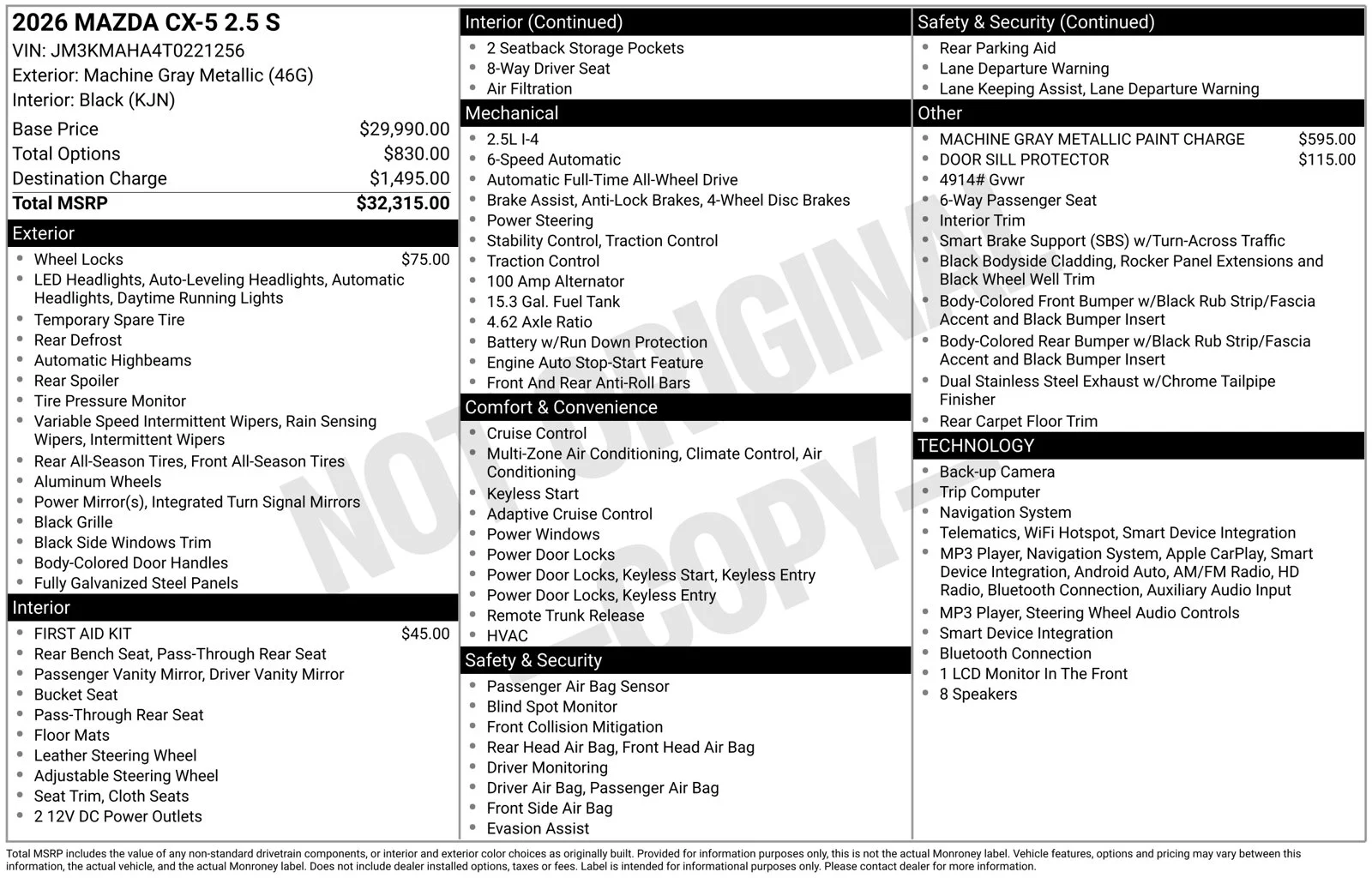 New 2026 Machine Gray Metallic Mazda 2.5 S image 4
