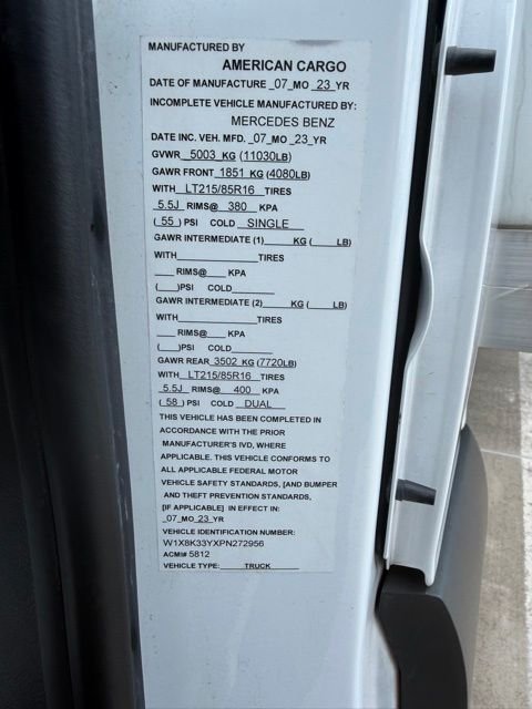 Used 2023 White Mercedes-Benz Cab Chassis 170 WB image 3