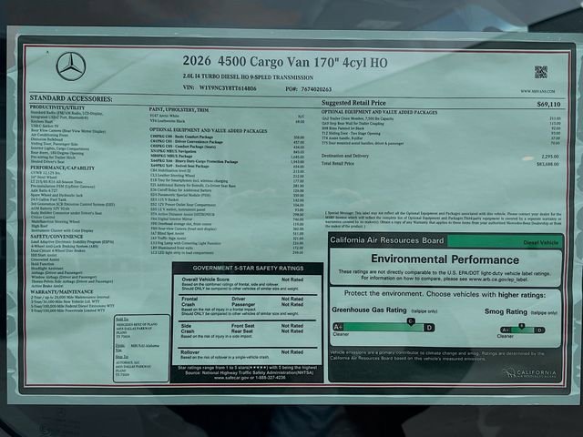New 2026 Arctic White Mercedes-Benz Cargo Van 170 in. WB image 21
