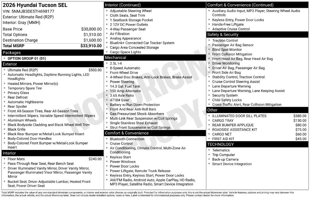 Used 2026 Red Hyundai SEL image 20