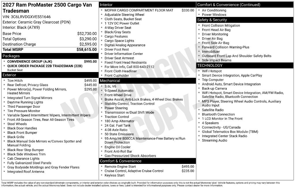 New 2027 Ceramic Gray Clearcoat RAM High Roof image 3