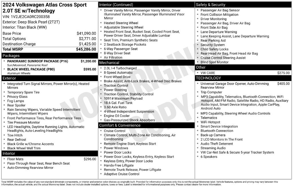 Used 2024 Black Volkswagen 2.0T SE w/Technology image 9