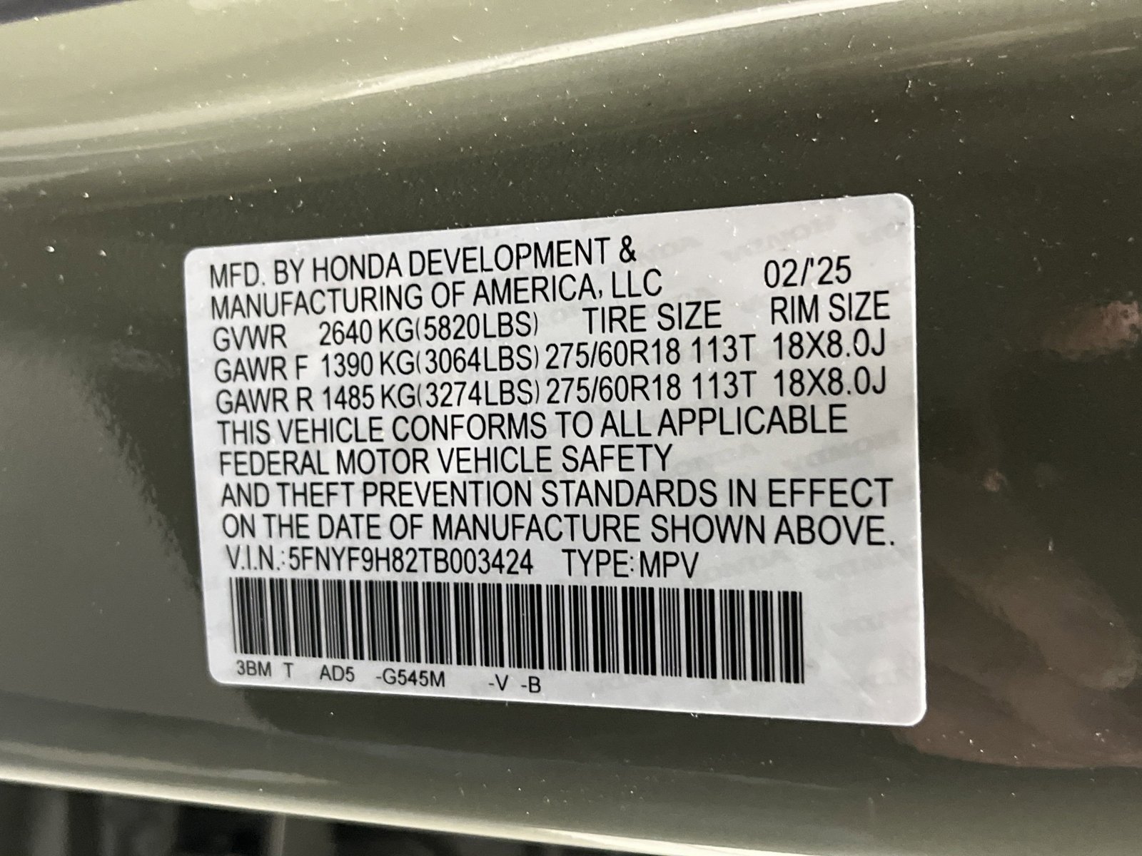 Certified Used 2026 Ash Green Metallic Honda TrailSport Elite image 32