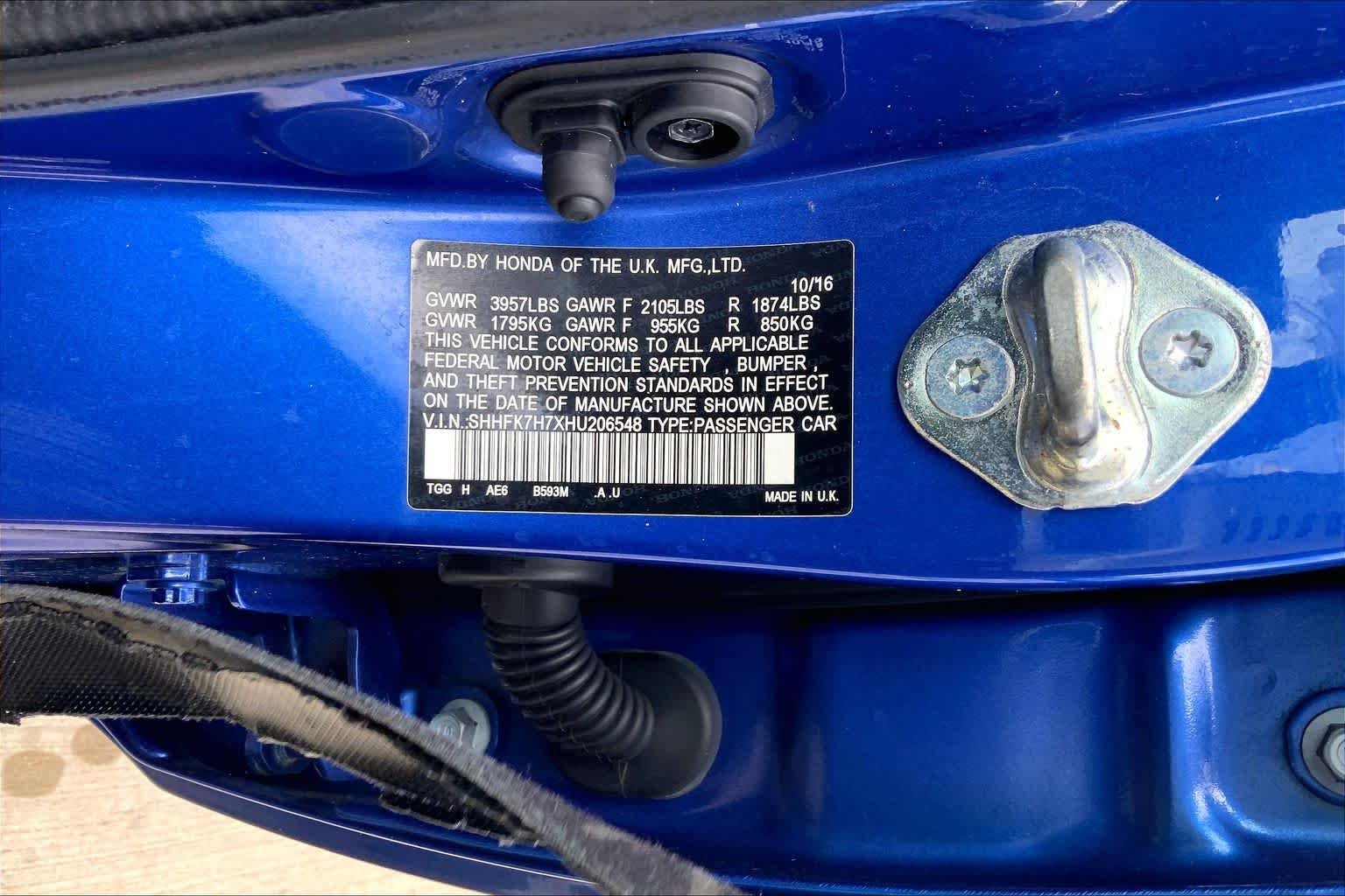 Used 2017 Aegean Blue Metallic Honda EX-L Navi image 31