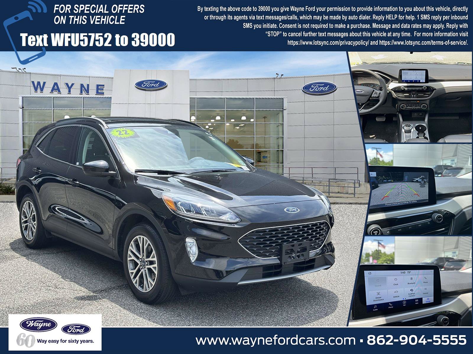 Certified Used 2022 Agate Black Metallic Ford SEL image 1