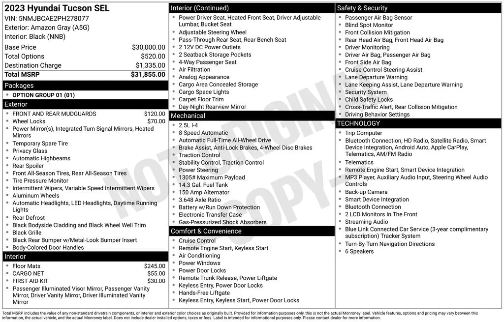Used 2023 Amazon Gray Hyundai SEL image 10