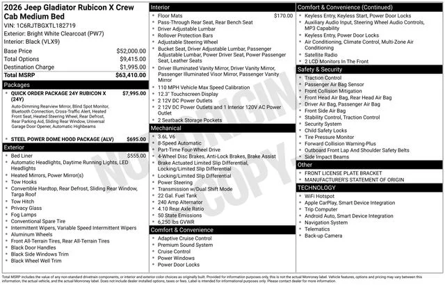 New 2026 Bright White Clearcoat Jeep Rubicon image 33
