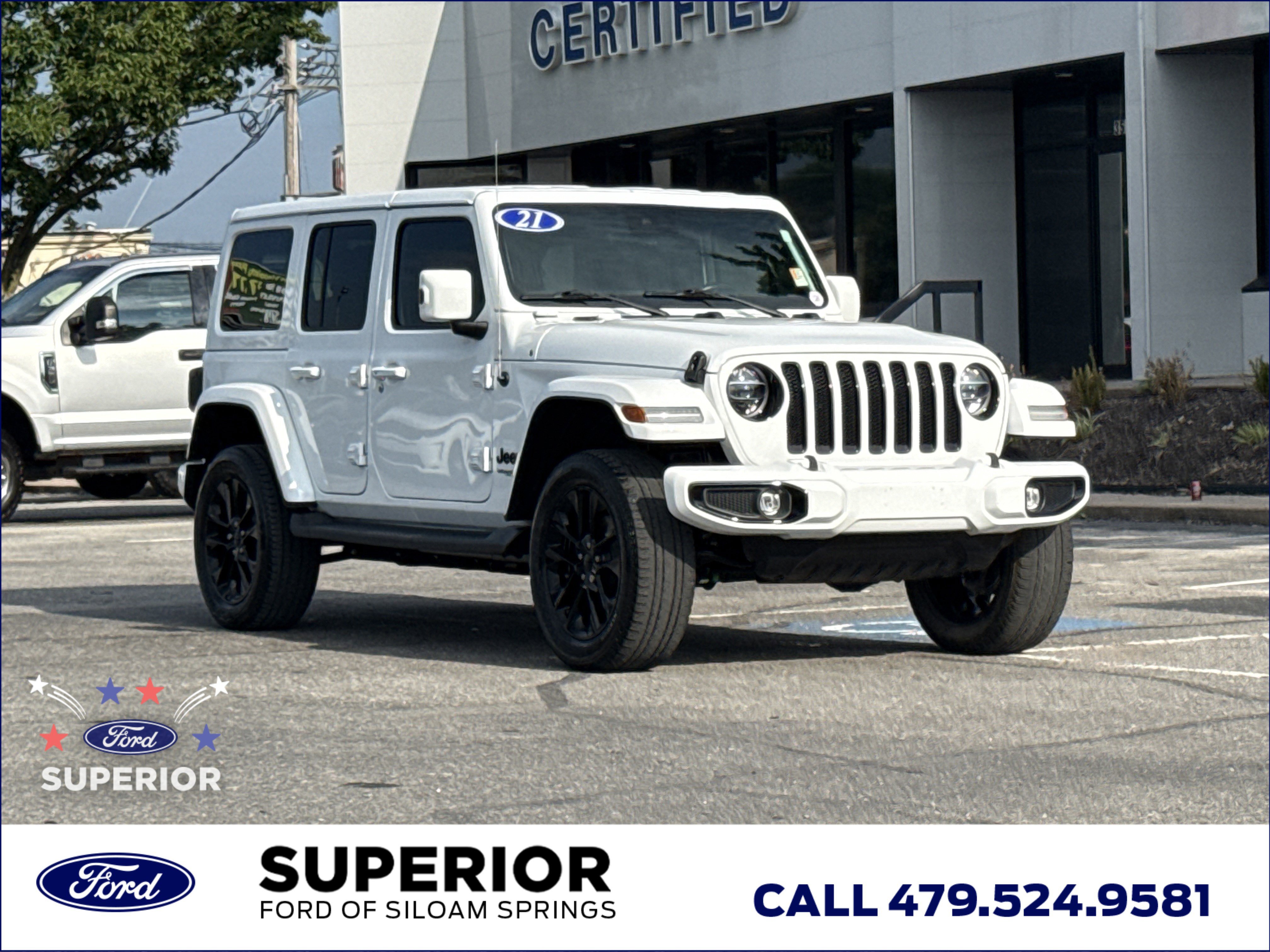 Used 2021 Bright White Clearcoat Jeep Unlimited Sahara High Altitude 4WD image 1