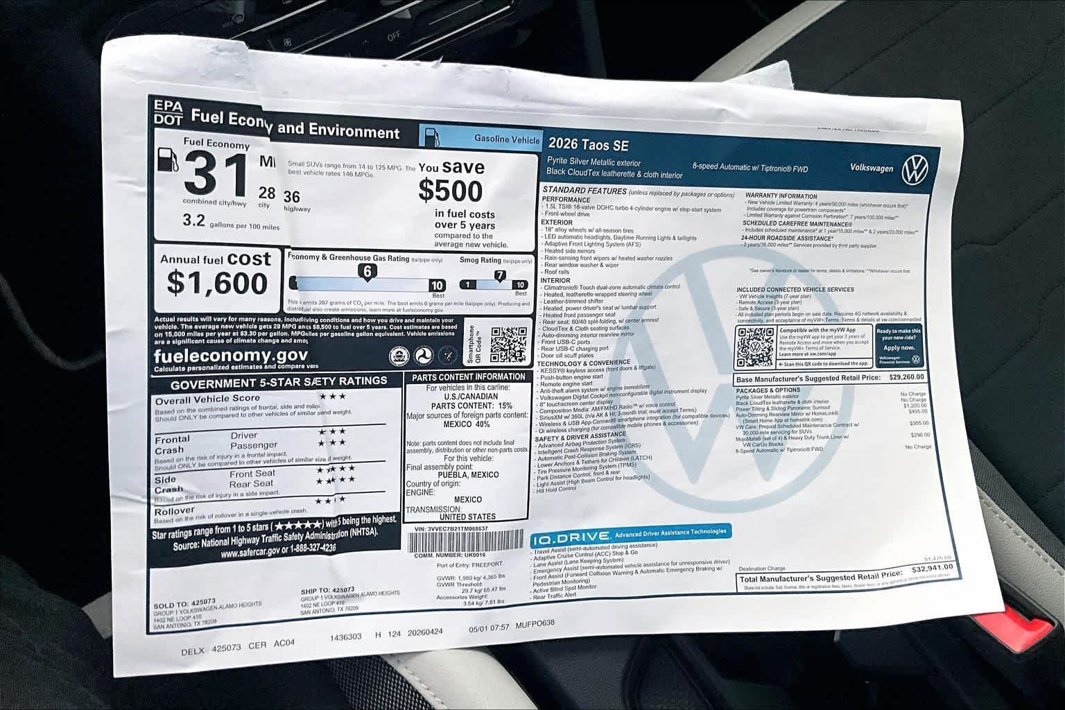 New 2026 Pyrite Silver Metallic Volkswagen 1.5T SE image 18