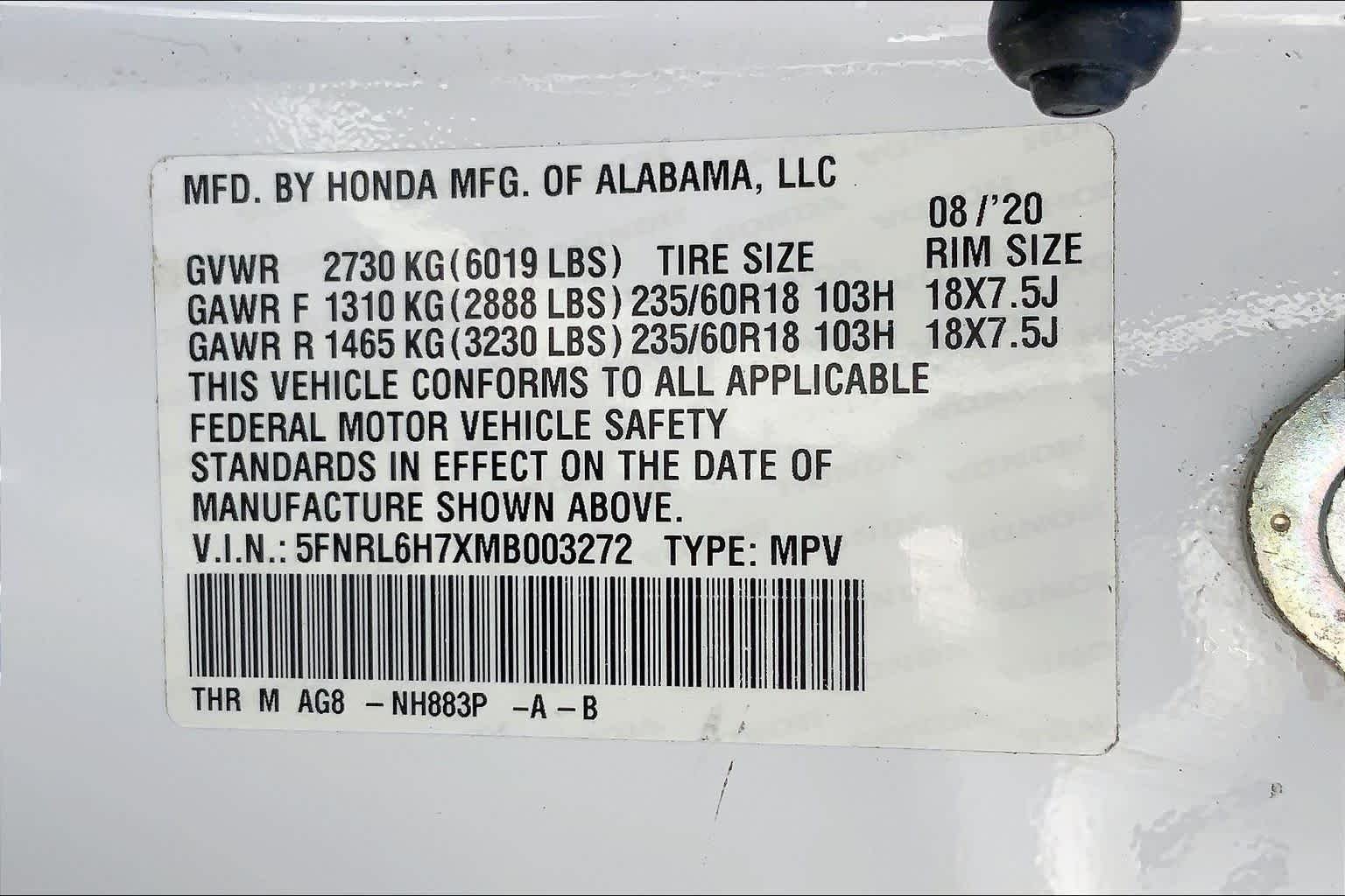 Used 2021 Platinum White Pearl Honda EX-L image 36
