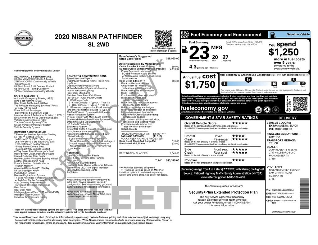Used 2020 Black Nissan SL image 5