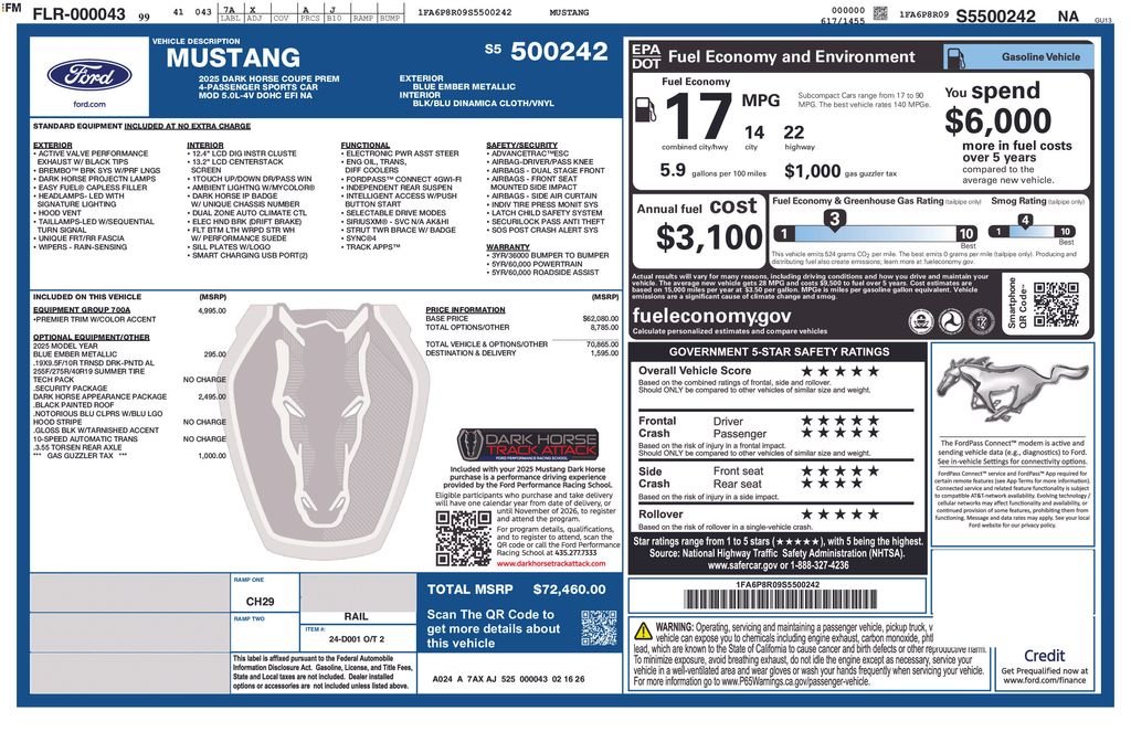 New 2025 Blue Ember Metallic Ford Dark Horse™ Premium image 54