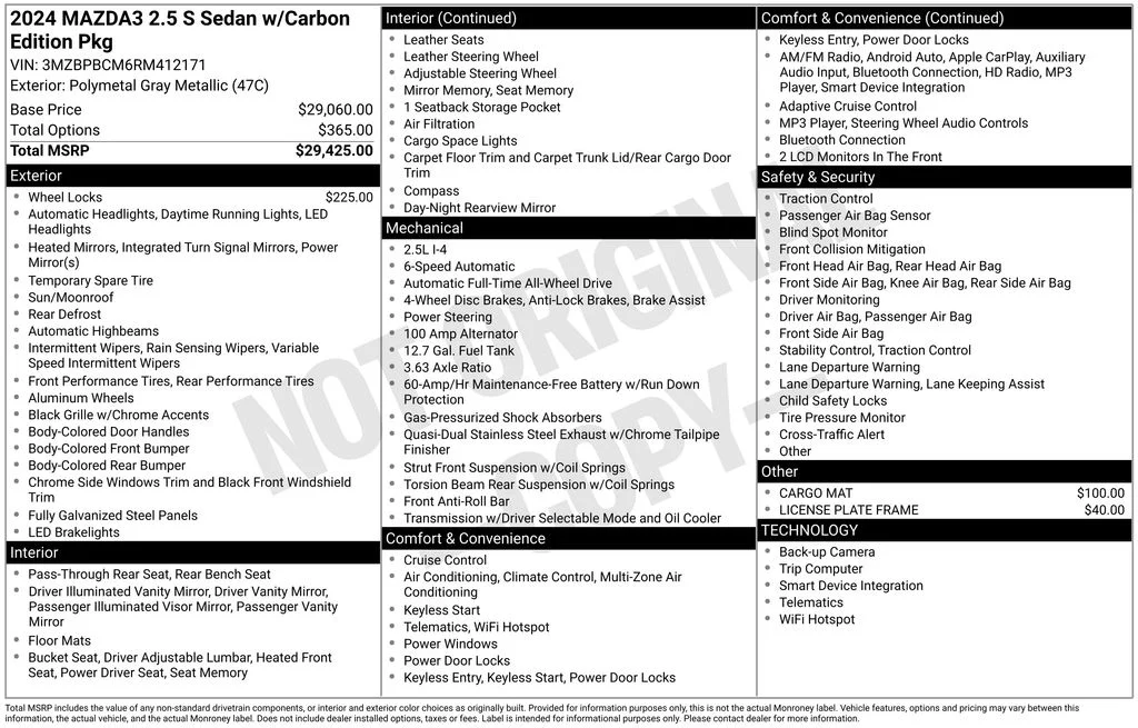 Used 2024 Gray Mazda 2.5 S Carbon Edition image 17