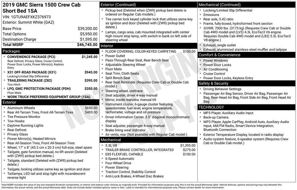 Used 2019 White GMC Base image 2