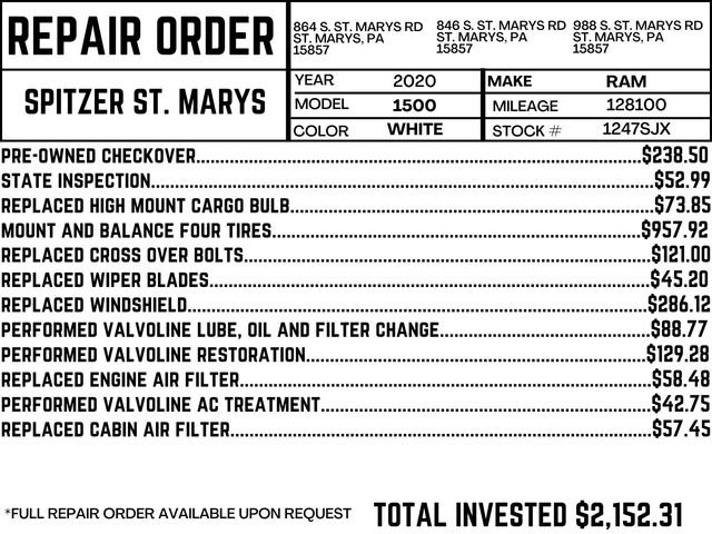 Used 2020 RAM Ram 1500 Classic Tradesman with VIN 3C6RR7KG3LG132385 for sale in Saint Marys, PA