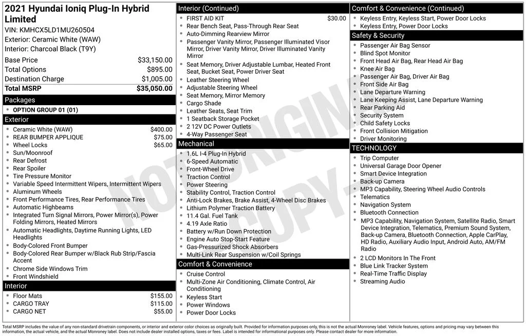 Used 2021 White Hyundai Limited image 17