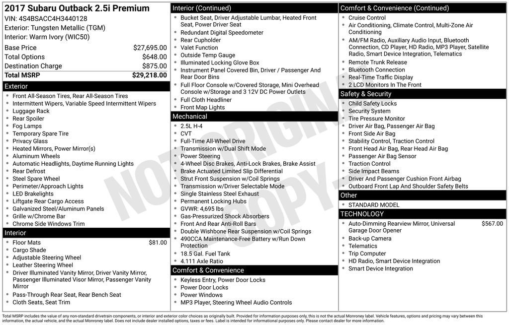 2017 Subaru Outback Premium