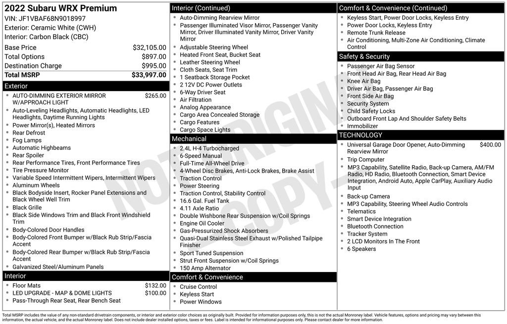 Used 2022 White Subaru Premium image 6