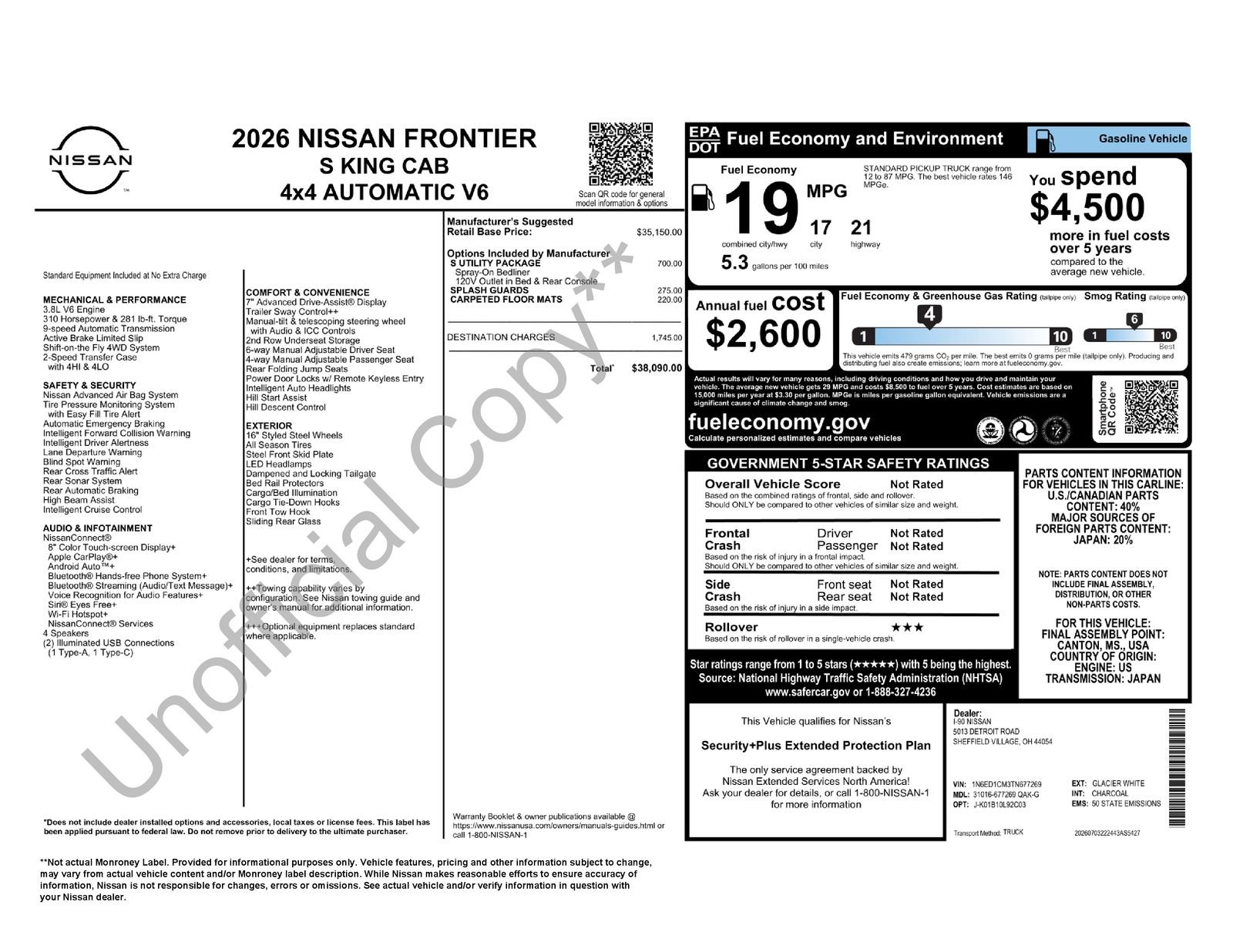 New 2026 Glacier White Nissan King Cab® S image 5