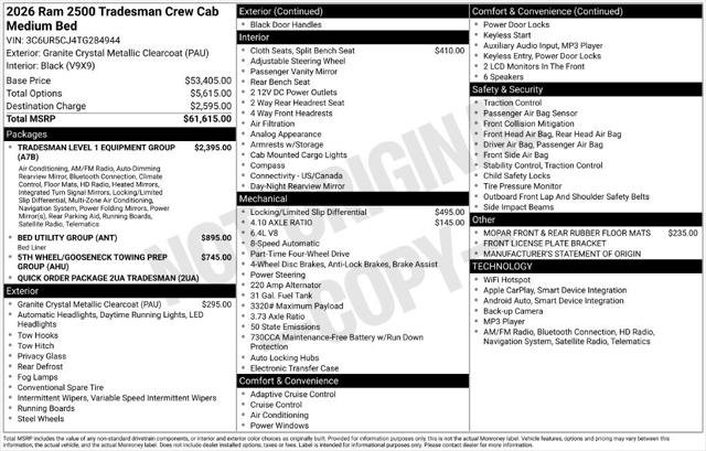 New 2026 Granite Crystal Metallic Clear-Coat Exterior Paint RAM TRADESMAN image 6
