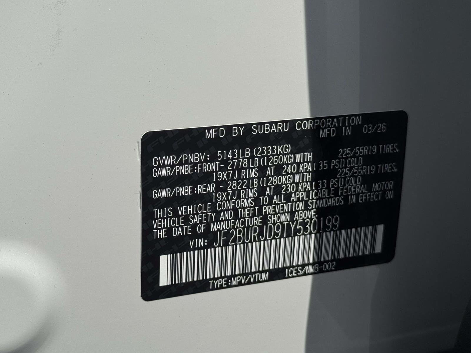 New 2026 CRYSTAL WHITE PEARL Subaru Touring XT image 18