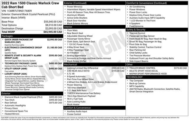 Used 2022 Diamond Black Crystal Pearlcoat Ram Warlock image 28