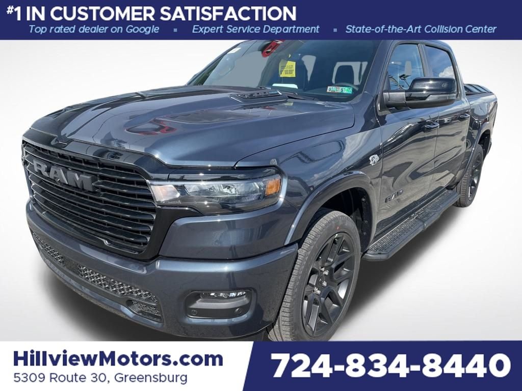 Forged Blue Metallic Exterior Paint 2026 RAM 1500 Laramie Crew Cab 4WD Pickup Truck Four-Wheel Drive 8-Speed Automatic