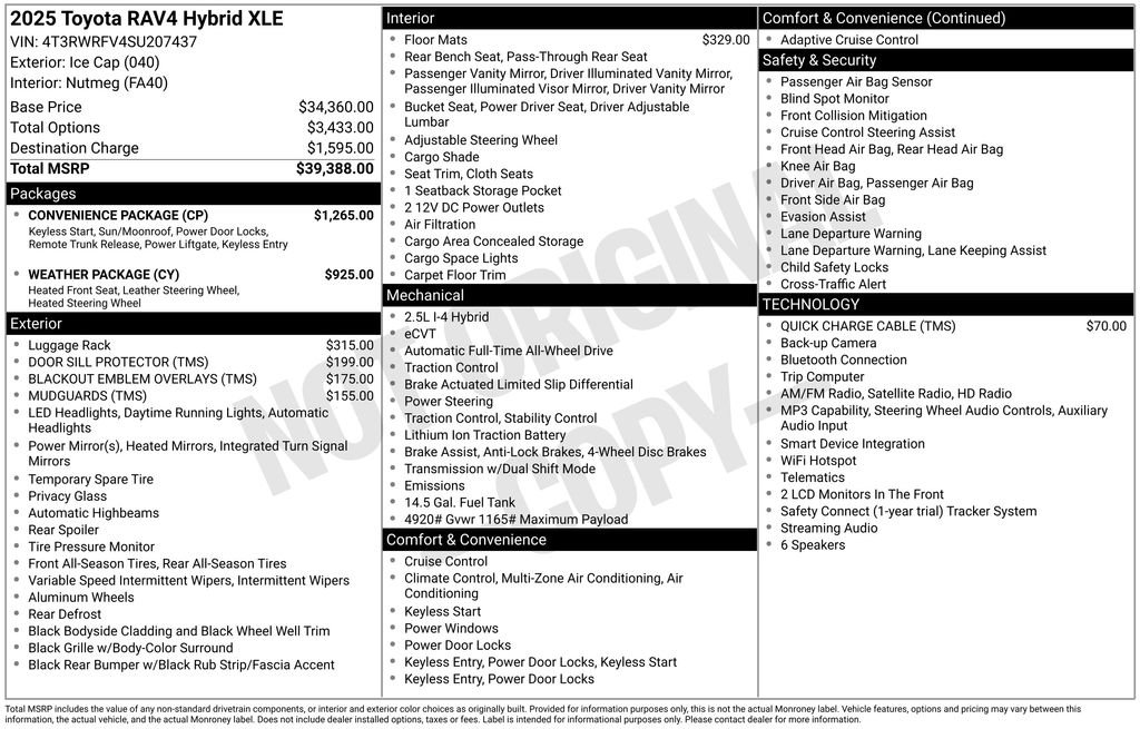Used 2025 White Toyota XLE image 7