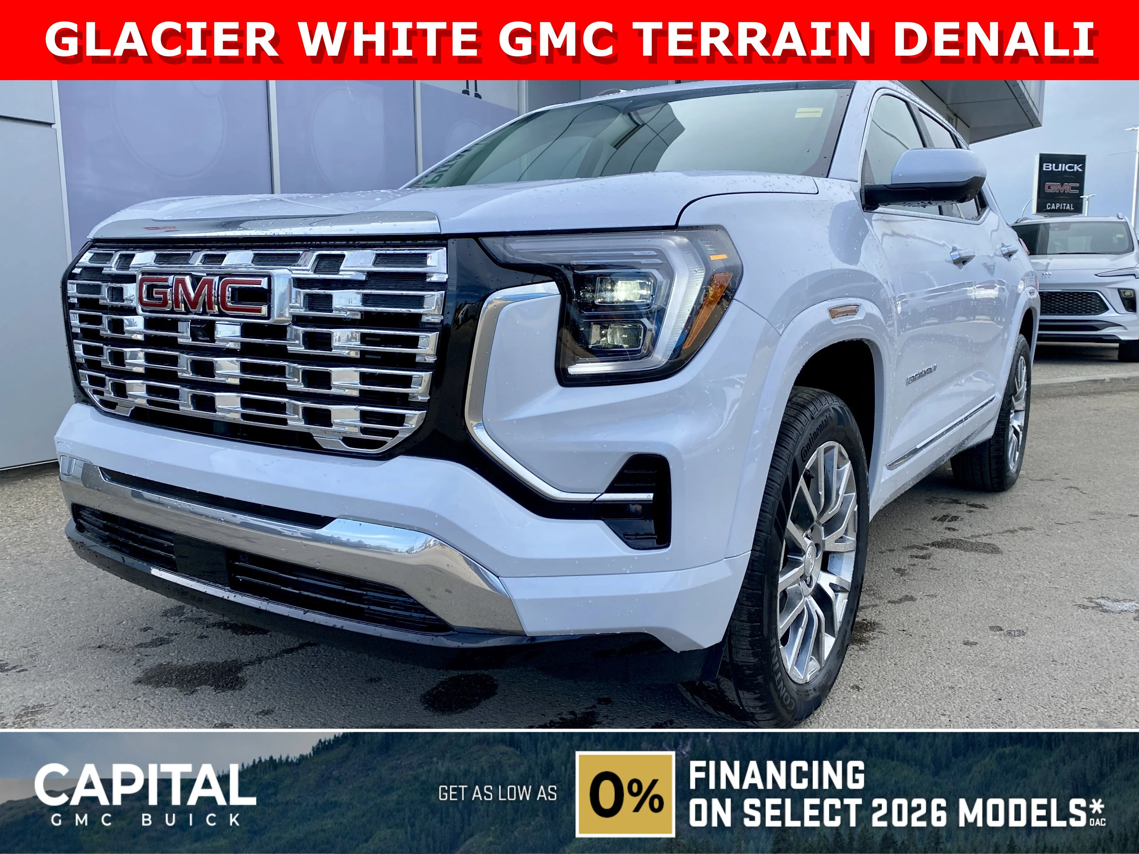 New 2026 GLACIER WHITE TRICOAT GMC AWD Denali image 1