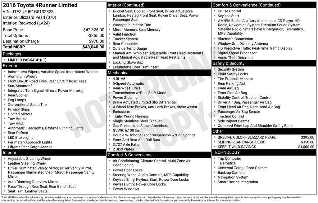Used 2016 White Toyota Limited image 4