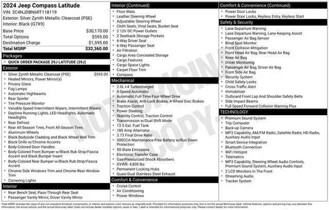 Used 2024 Silver Zynith Metallic Clearcoat Jeep Latitude image 32
