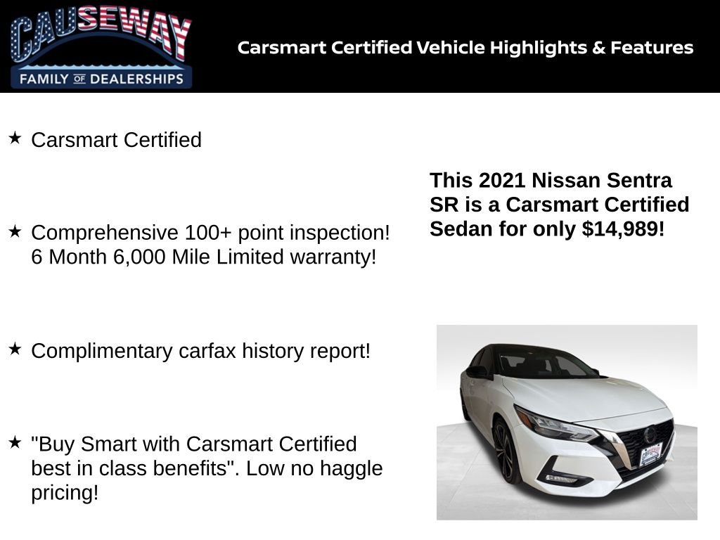 Certified 2021 Nissan Sentra SR with VIN 3N1AB8DVXMY236849 for sale in Stafford Township, NJ