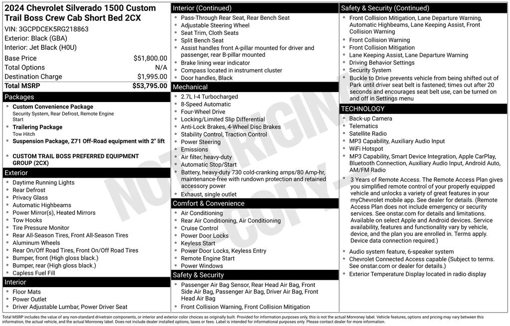 Certified Used 2024 Black Chevrolet Custom Trail Boss image 37