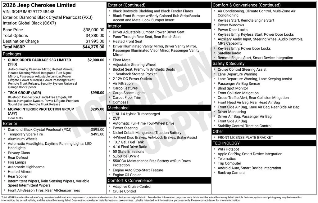 New 2026 Diamond Black Crystal Pearlcoat Jeep Limited image 6