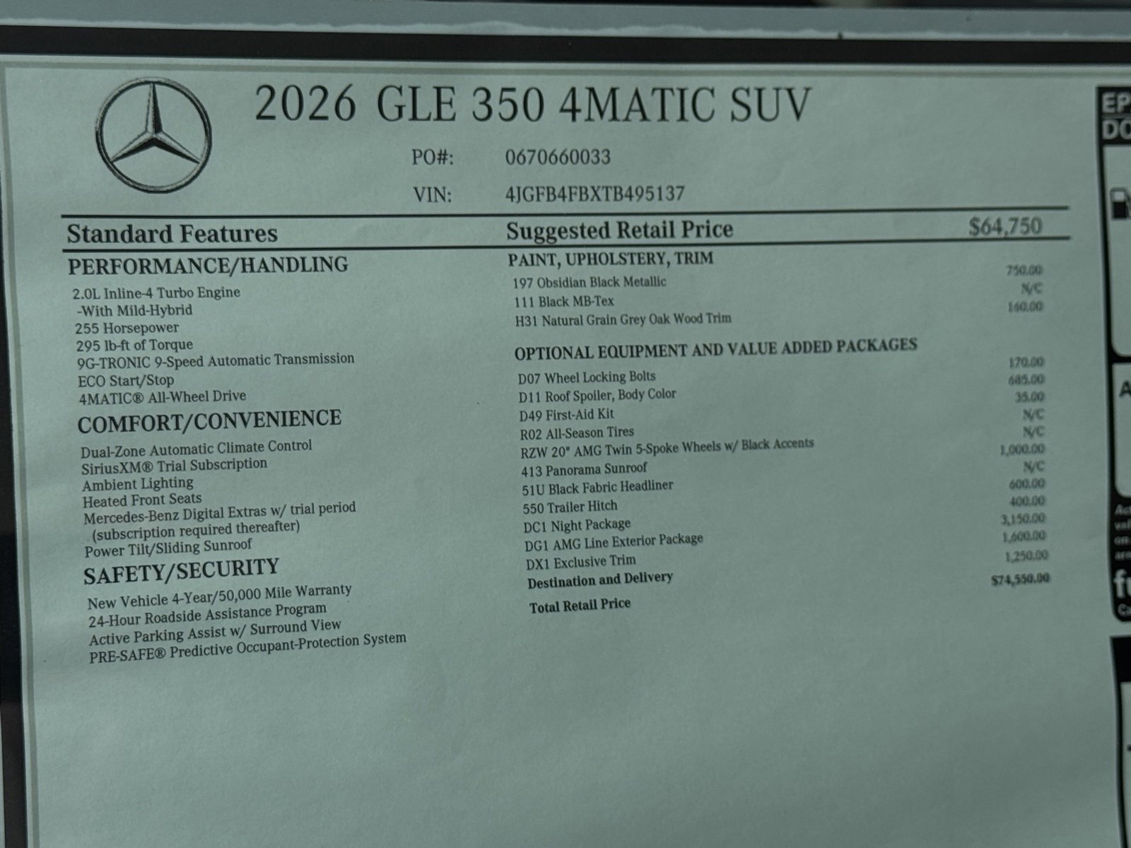 New 2026 Obsidian Black Metallic Mercedes-Benz GLE 350 image 48