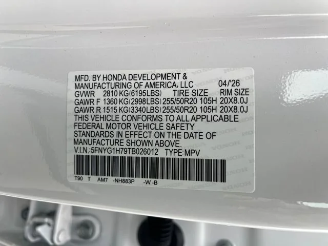 New 2026 Platinum White Honda Touring image 22