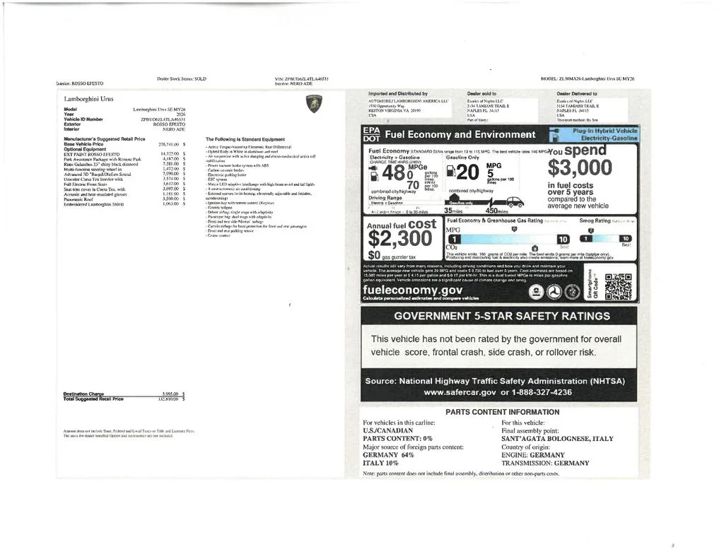 New 2026 Rosso Efesto Metallic Lamborghini SE image 29