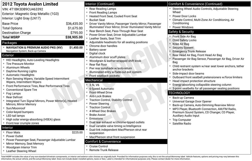 2012 Toyota Avalon Limited - Photo 5