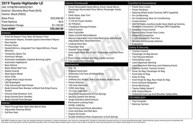 Used 2019 Shoreline Mist Toyota LE image 7
