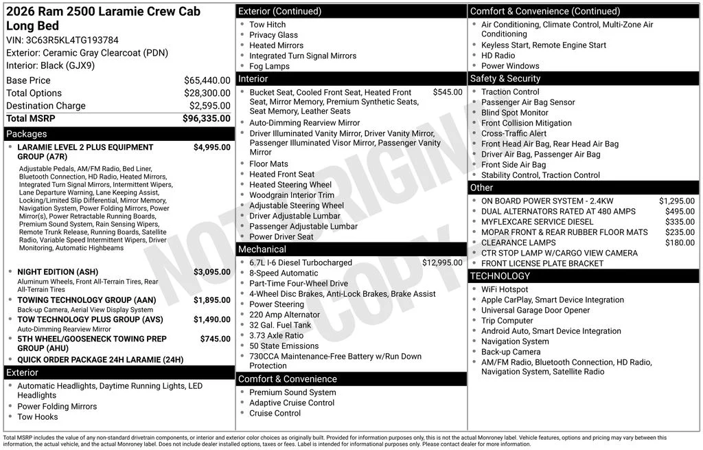 New 2026 Ceramic Gray Clear-Coat Exterior Paint RAM Laramie image 6