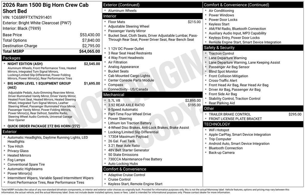 New 2026 Bright White Clearcoat RAM Big Horn/Lone Star image 21