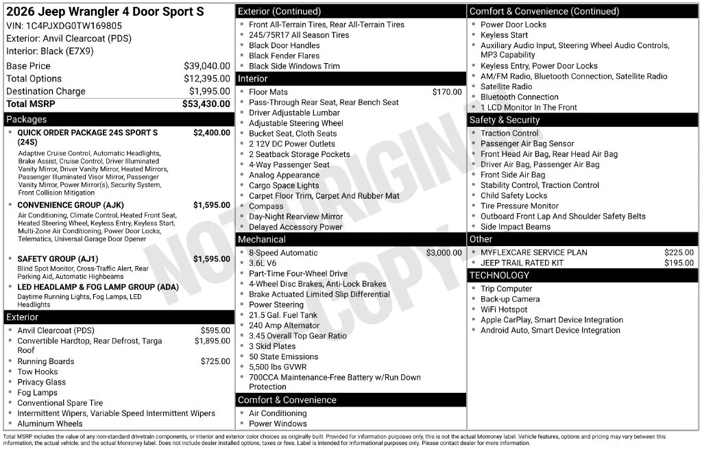 New 2026 Anvil Clear-Coat Exterior Paint Jeep Sport S image 6
