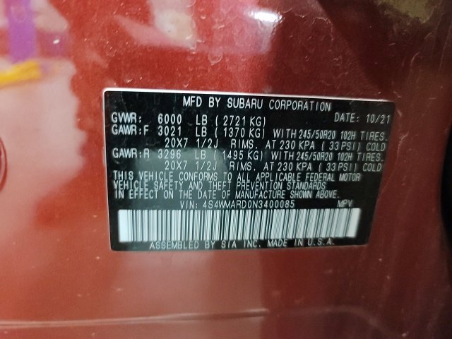 Used 2022 Crimson Red Pearl Subaru Touring image 18
