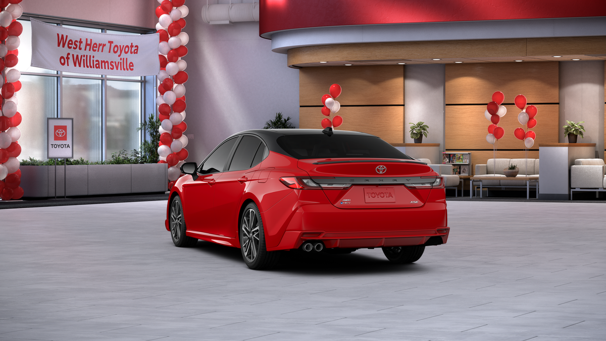 New 2026 Supersonic Red with Midnight Black Metallic roof Toyota XSE image 7